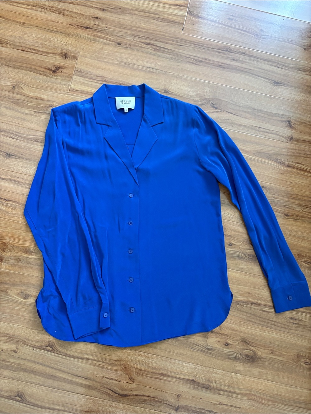 Royal Blue Button-Down Silk Blend Shirt